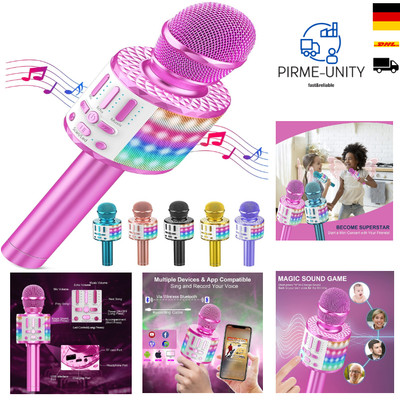 Karaoke-Mikrofon mit Bluetooth und LED, tragbares KTV-Lautsprecher-Recorder f...
