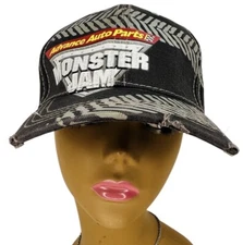 Monster Jam Advance Auto Parts Baseball Cap Distressed Look Fabric Preown Good