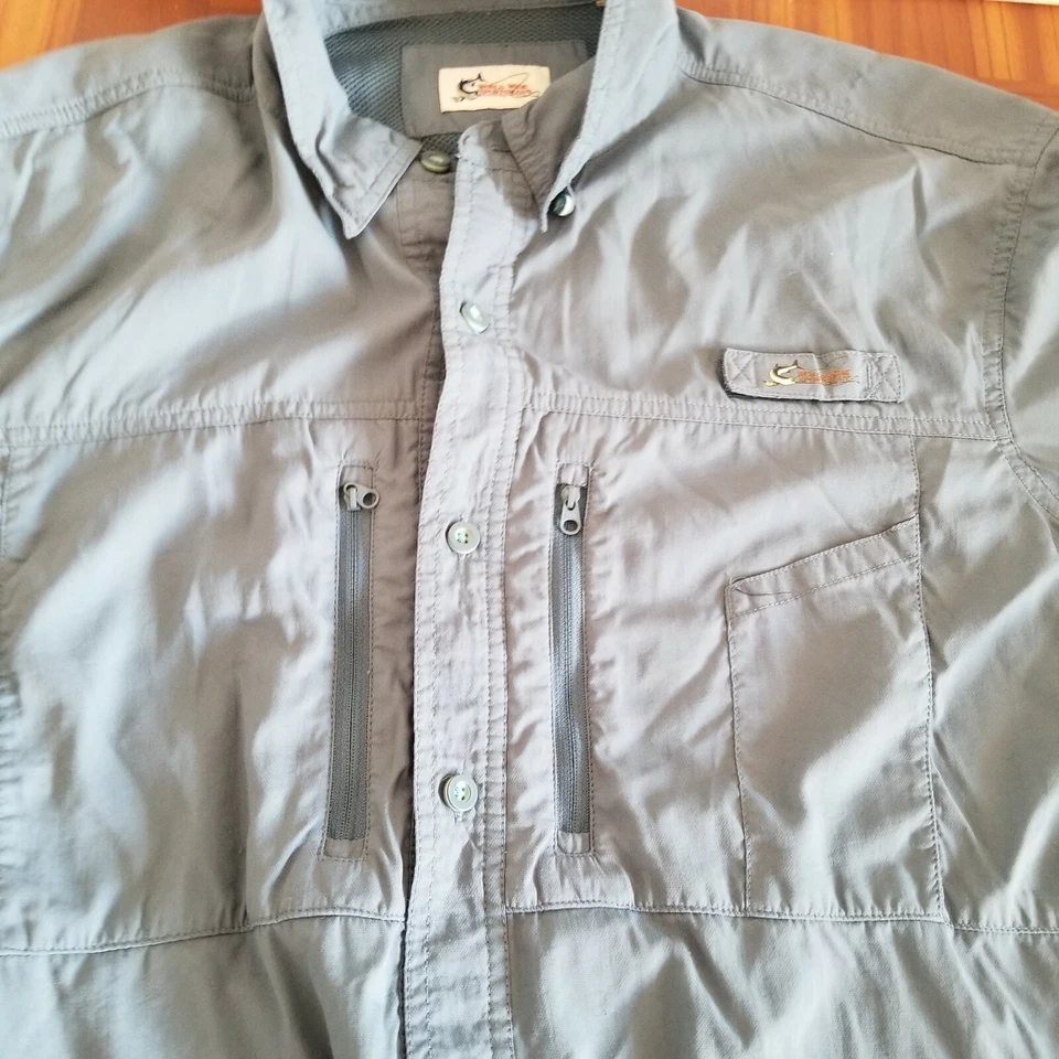 Рубашка рыболовная вентилируемая мужская спортивная по всему миру синяя с коротким рукавом размер XL - Изображение 2 из 4