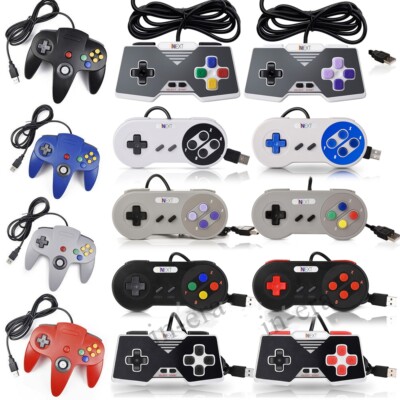 Wired Classic N64 SNES USB Controller Jopypads For Windows PC/MAC Gamepads US