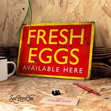 Fresh Eggs Metal Sign. Worn rustic look print. Available here chicken coop hen