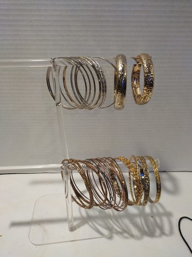 Gold And Silver Tone Bangle Bracelet Lot Fashion Jewelry - Picture 19 of 20