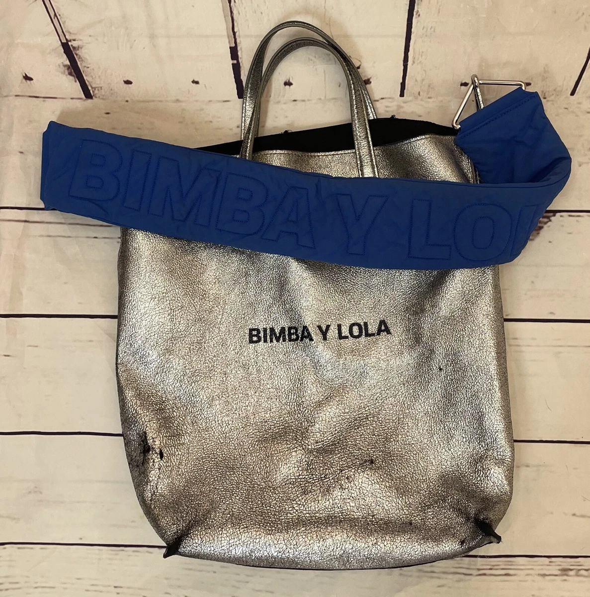 BIMBA Y LOLA Distressed Silver Leather Tote