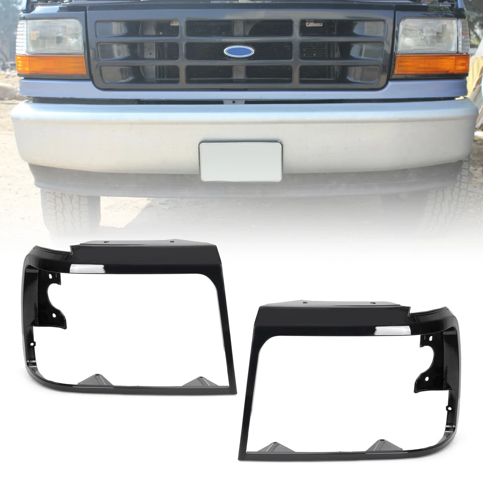 Juego de bisel de ajuste de faros para camioneta Ford Bronco F150 1992-1996 negro Foto 2 de 4