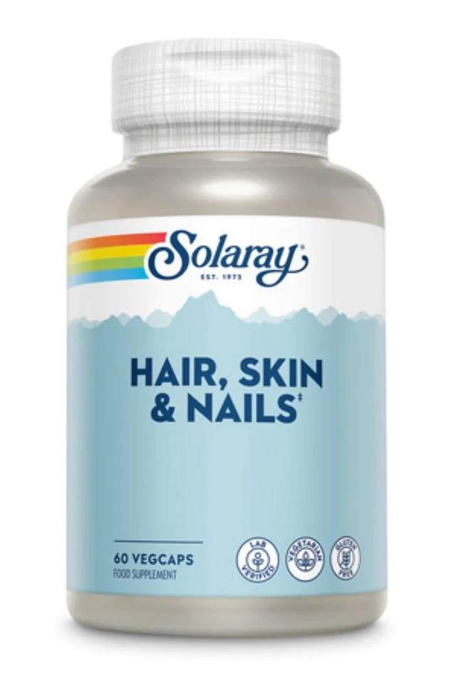 Hair, Skin & Nails 60 Veg Capsules Gluten Free Solaray  BBE 11/2025 - Image 2 of 3