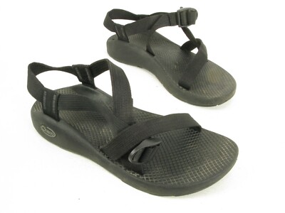 Chaco Vibram Sandals Solid Black Straps Toe Loop Women's Size