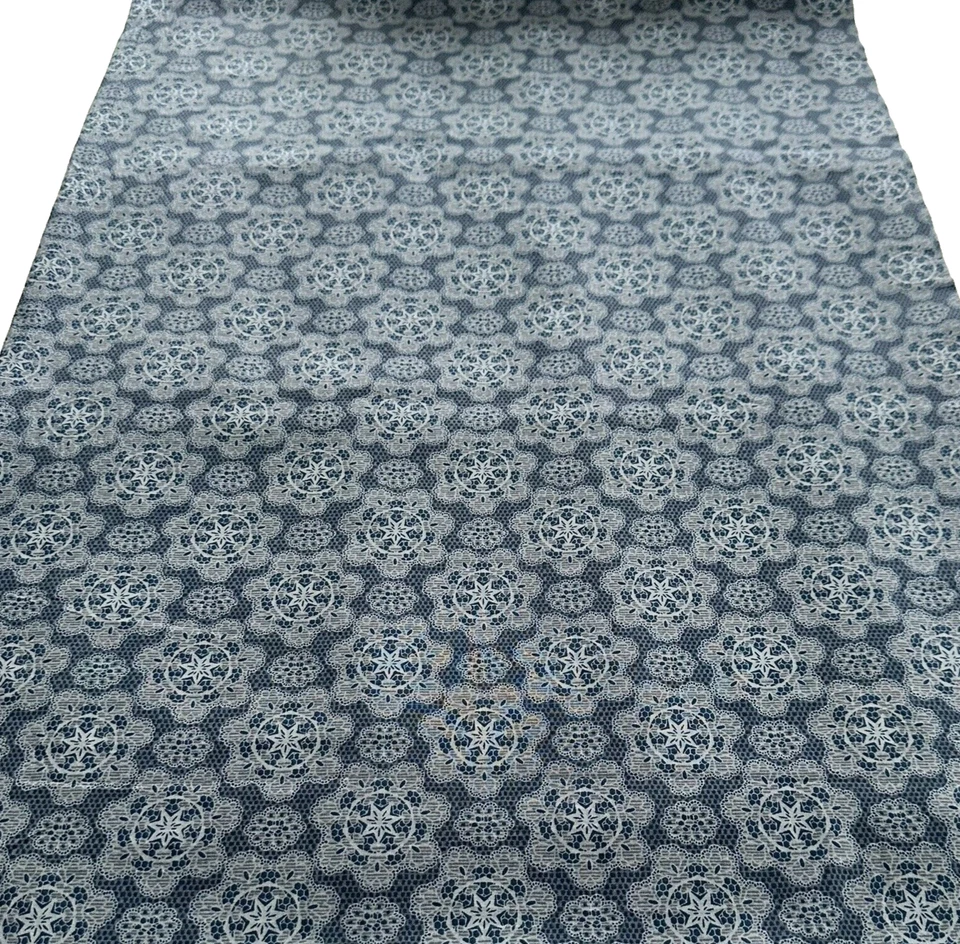 Cotton Fabric Blue Cowgirl Country Texas Star Lace Damask Toile FABRIC Quilt BTY - Image 2 of 4