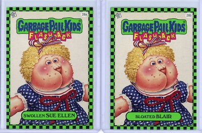 Garbage Pail Kids Flashback 1 SWOLLEN SUE ELLEN/BLOATED BLAIR Green Parallels