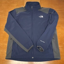 The North Face Jacket Mens Large Blue SoftShell TNF Apex Full Zip Log Sleeve