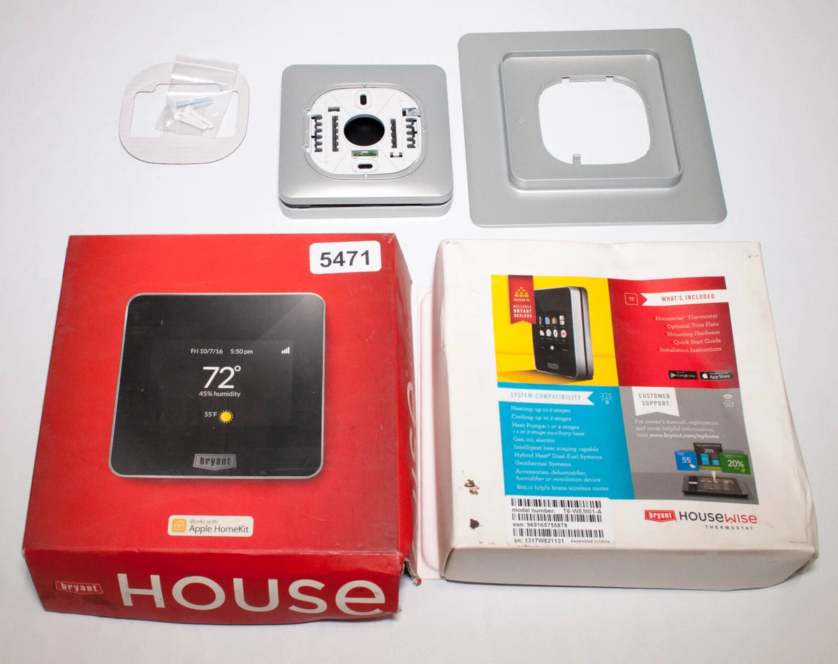 Bryant T6-WEM01-A House Wise Wi-Fi Thermostat - NO INSTRUCTIONS INCLUDED -  | eBay
