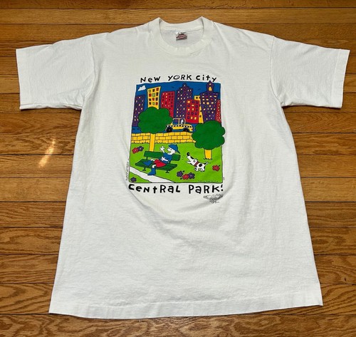 Vintage 90s 1991 New York City Central Park NY Pride Art Single Stitch T-Shirt Gr. L
