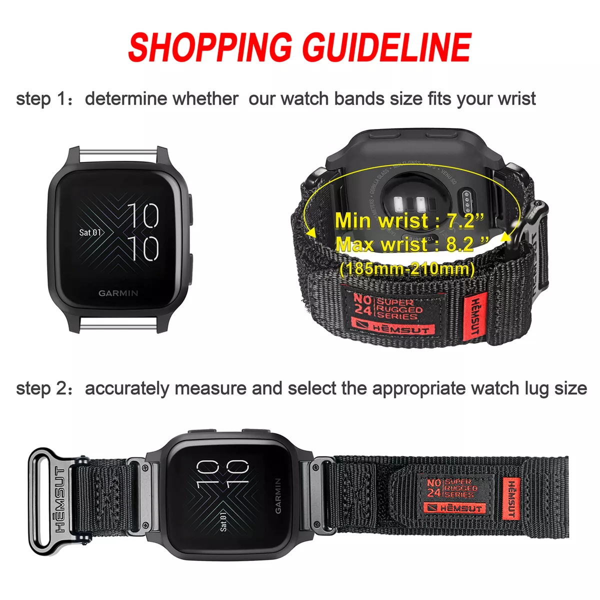 Garmin venu sq band size sales
