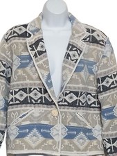 Vintage Aztec Southwest Jacket M Tapestry One Button Cotton Cropped