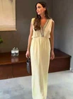 ZARA WOMAN ZW COLLECTION BEADED EMBROIDERY DRESS PASTEL YELLOW 7521/046 NEW