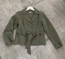 B Young Linen Jacket 10 Khaki Green
