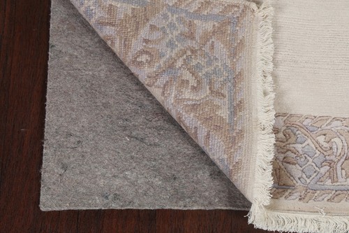 Soft Plush Ivory Modern Nepalese Bordered Indian 3'x5' Rug Handmade Wool Carpet - Picture 10 of 12