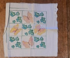 Vintage Almost Completed Counted Cross Stitch Butterflies and Ivy
