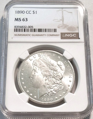 1890 CC $1 NGC MS 63 Morgan Silver Dollar, Carson City, Choice Uncirculated Coin