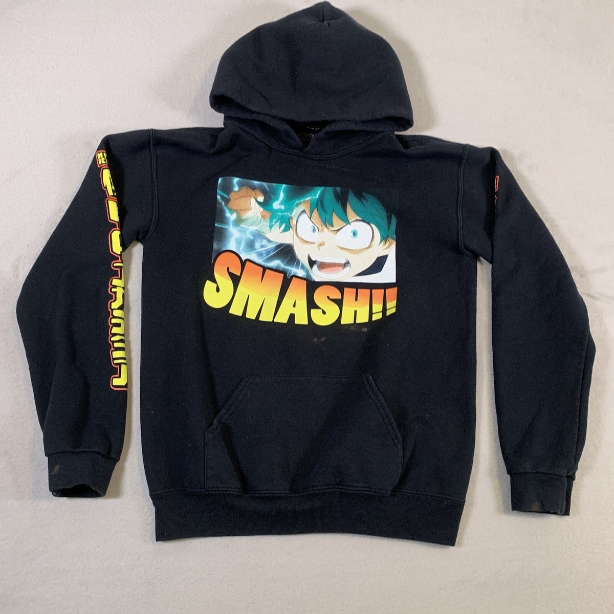 My Hero Academia Hoodie Mens Extra Small Black Cotton Anime Deku
