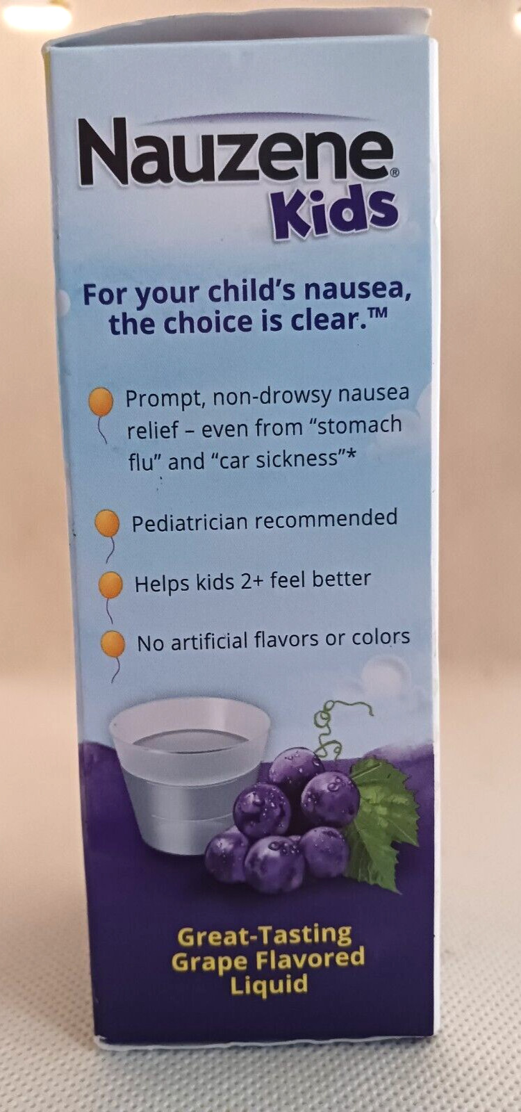 Nauzene Kids Nausea & Upset Stomach Relief Liquid 4 Oz Grape Exp 05/