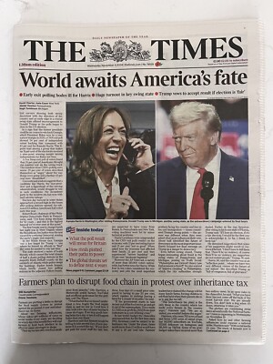 PRÄSIDENT DONALD TRUMP SCHULDIG US-WAHL UK THE TIMES ZEITUNG NOVEMBER 2024