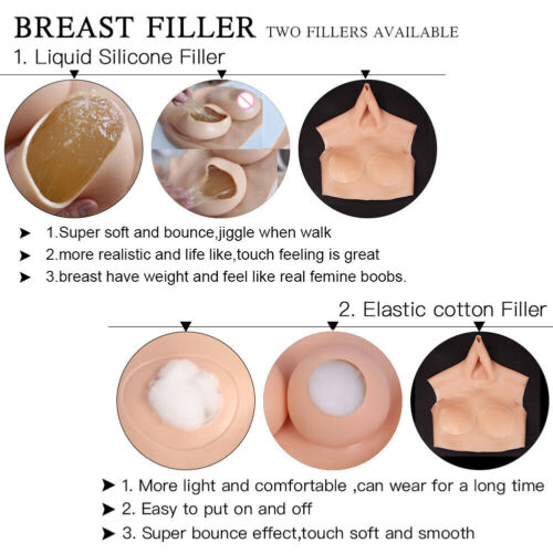 Realistic Silicone Breast Forms Fake Boobs Breast Plates B-H Cup Crossdresser - Afbeelding 11 van 12