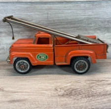 Vintage 1960s Hubley Mighty Metal Toys Pile Driver Truck 12" Orange RARE Find