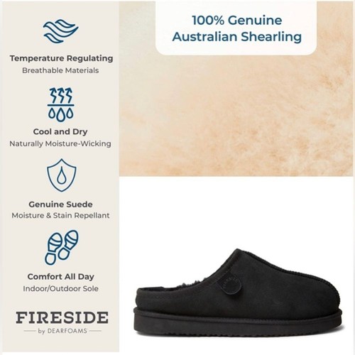 Fireside by Dearfoams Men's Grafton Shearling Indoor/Outdoor Clog Slipper size 8 - Picture 4 of 10
