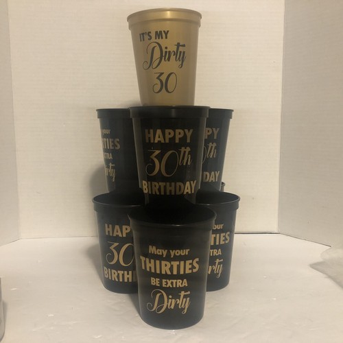 It’s My Dirty 30th Birthday Party Cups 9 Black 1 Gold Set Of 10 New Condition - Picture 23 of 24