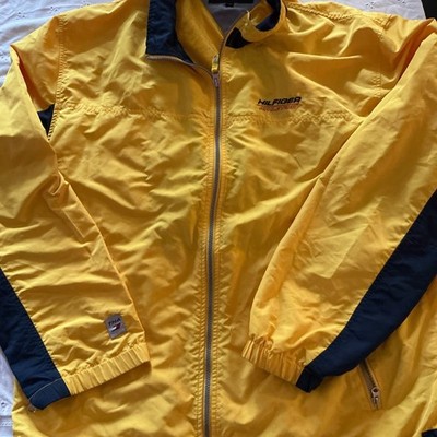 XL Vtg Hilfiger Athletics Full Zip Windbreaker Jacket Bright Yellow Color Block