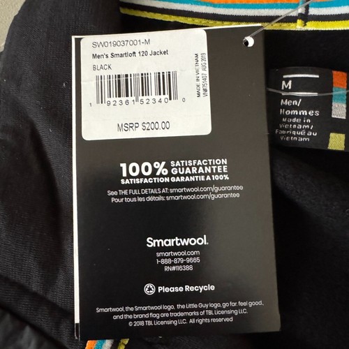 Smartwool Smartloft 120 Jacket Mens M Black Gray Wool Down Quilted NEW - Picture 11 of 17