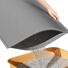 Cat Litter Mat Honeycomb Double Layer Design 24 x 15 Gray