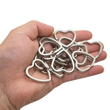 Oubaka 30Pcs Heart Shaped Split Key Rings,Crafts DIY Keychain Metal Key Rings...