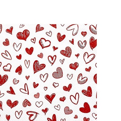 20 kleine Cocktailservietten Hearts allover Fliegende Herzen Liebe rot 25x25cm
