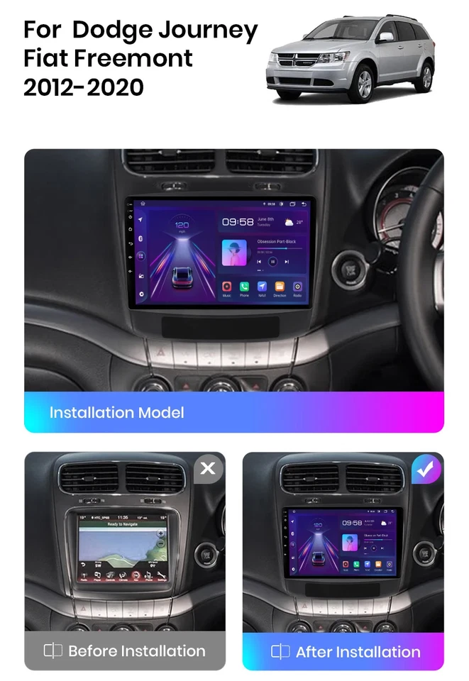 RADIO 2 DIN 9" PER FIAT FREEMONT ANDROID 12 1/16 GB BLUETOOTH USB GPS RDS - Immagine 4 di 4