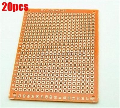 20Pcs Universal Board Pcb FR4 Prototyping Pcb Kit Prototype Paper 5 X 7 Cm Ic gr