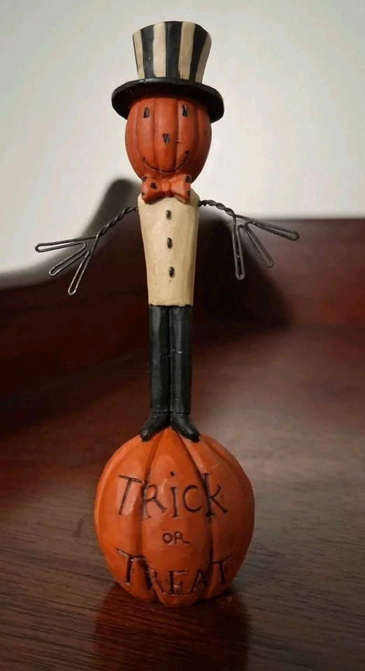 Vintage Blossom Bucket Skinny Pumpkin Man White Shirt Figurine by Dan Dipaolo - Image 1 of 1