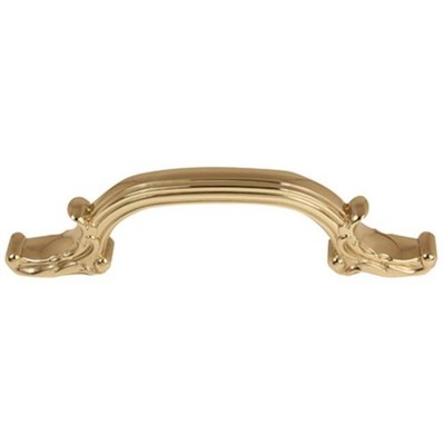 Alno A3650-4-PB/NL Ornate 4'' Pull Unlacquered Brass