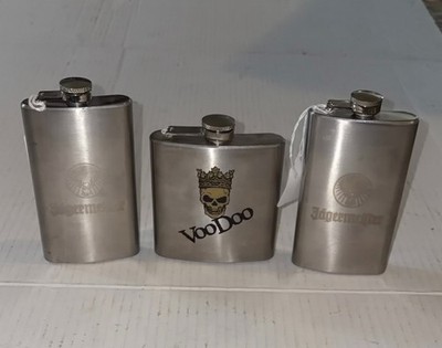 2 Jaegermeister Flasks & Voodoo Flask 6 oz ounce liquor alcohol