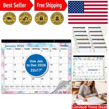 Stunning 22x17 Jumbo Desk Calendar 2026: Extra Large Wall Planner  Stickers