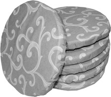 6 Cuscini Sedie Cucina Coprisedia Imbottiti Rotondi Ghirigori Elastico-Grigio