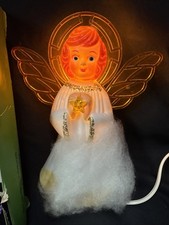 Vintage Angel Tree Topper Electric Lighted Christmas Decor Noel 8" w/Box
