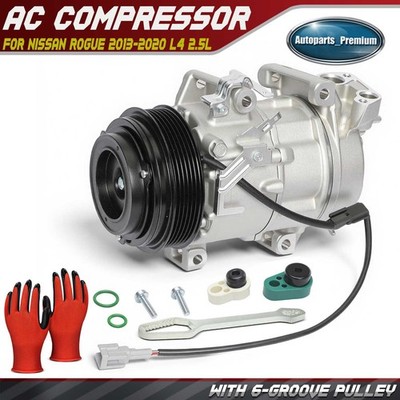 A/C Compressor with 6-Groove Pulley & 6SEU14C Style for Nissan Rogue 2013-2020
