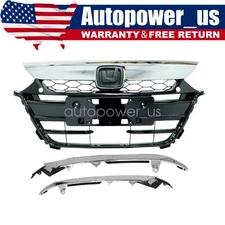 Front Black Bumper Grille W/Headlight Molding For Honda Accord 2018-2019