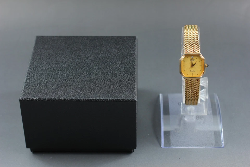 Reloj de cuarzo octágono diamante 1P vintage 1985 Seiko Exceline 1221-5080 Japón Foto 2 de 4