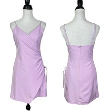 4SI3NNA NWT Women's M Swipe Right Cassie Lilac Purple Mini Faux Wrap Party Dress