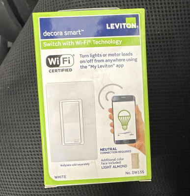Leviton Decora Smart DW15S Wi Fi App-Controlled On/Off Wall Switch White