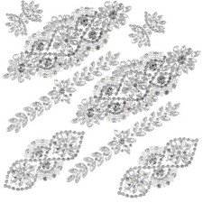 8 Pieces Crystal Rhinestone Appliques Silver Rhinestone Iron On Patch Hot Fix...