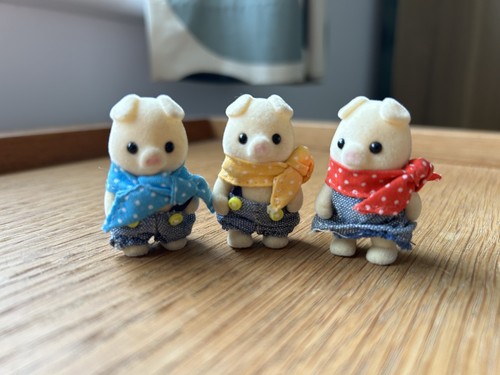 Sylvanian Families Vintage Baby Grunt Pig Triplets Ex.Cond for age