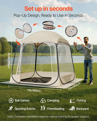 Pop up Sports Tent 72x72 in Outdoor Clear Bubble Tent Weather Proof Pod